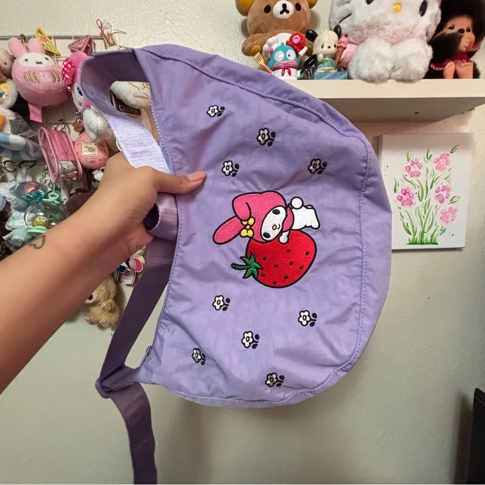 NWT BAGGU Medium Nylon Crescent Bag My Melody - Picture 2 of 4